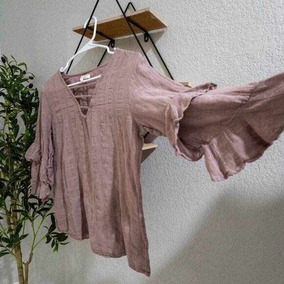 Maurice’s Women's Mauve Ruffle Sleeve Top Large - Picture 3 of 9